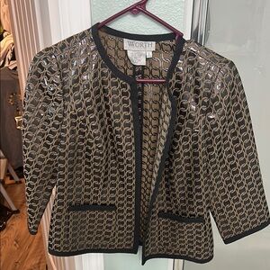 Worth Women's Elegant metallic Grey and Gold Blazer